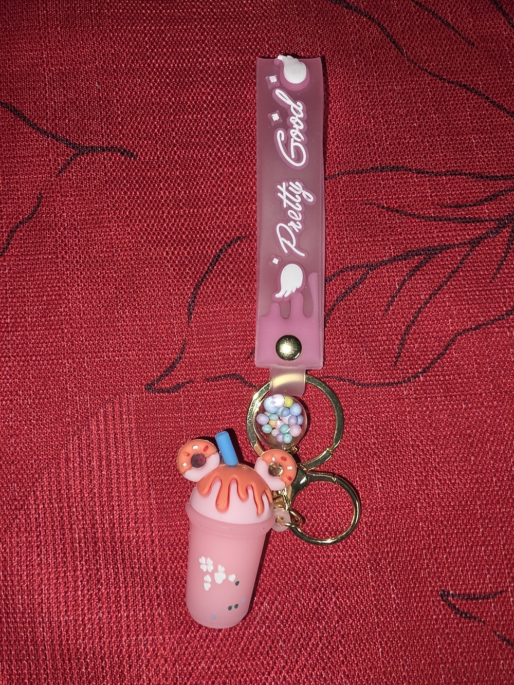 'Pretty Good' Pink Donut Milkshake Keychain Charm